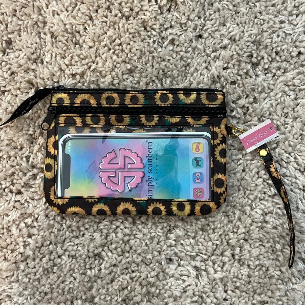Simply Southern Sunflower Water Resistant Wristlet, NWT